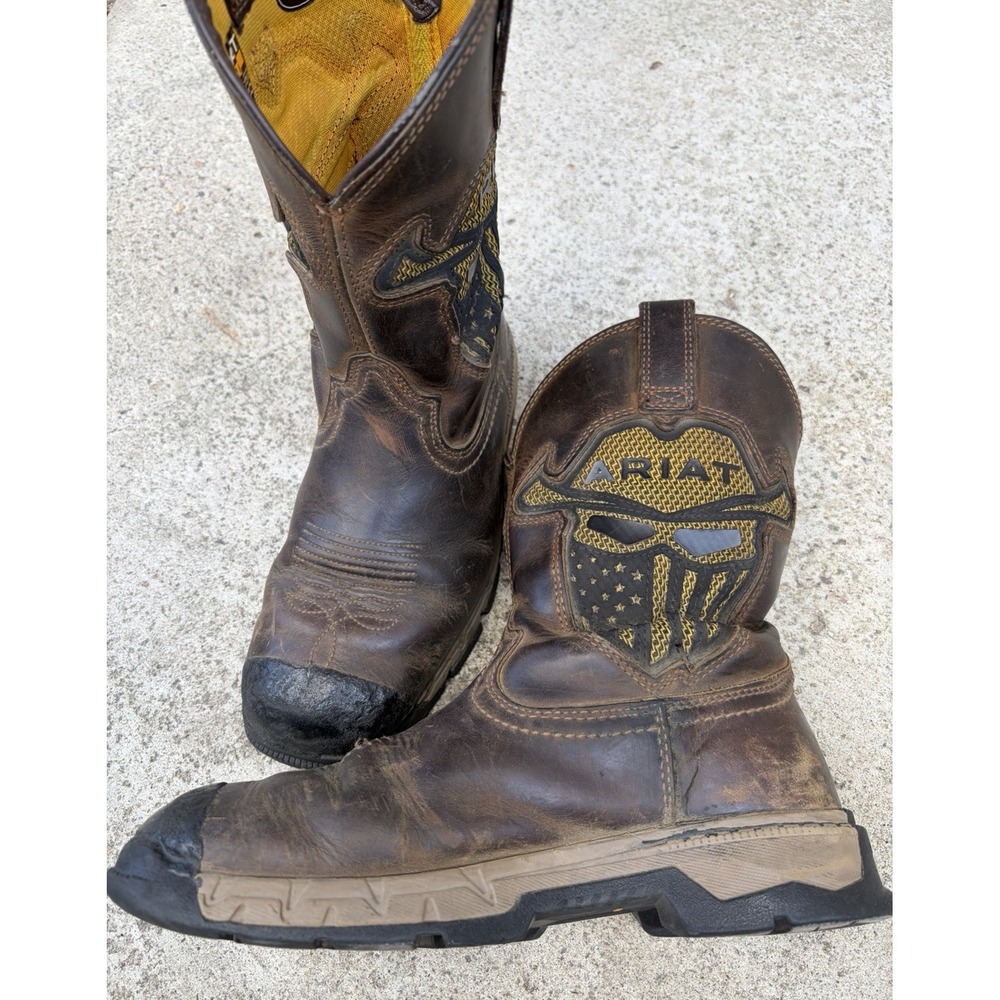 Men's Ariat Boots Brown Slip-On 7D Workwear Construction Ranch Workhog Venttek